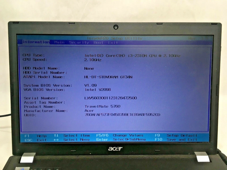 Acer Travel Mate 5760-6816 Core i3 Laptop Boots to BIOS Parts Bad LCD - JR - Image 2 of 4