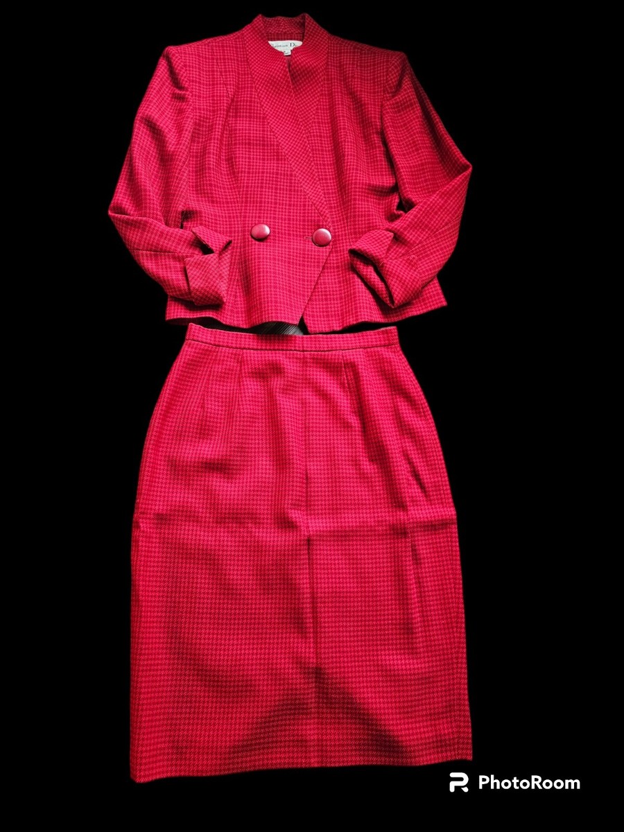 dior red plaid dress Christian Dior Pinafore Dress in Raspberry and White Check'n'Dior Pop Wool Twill UFO No More