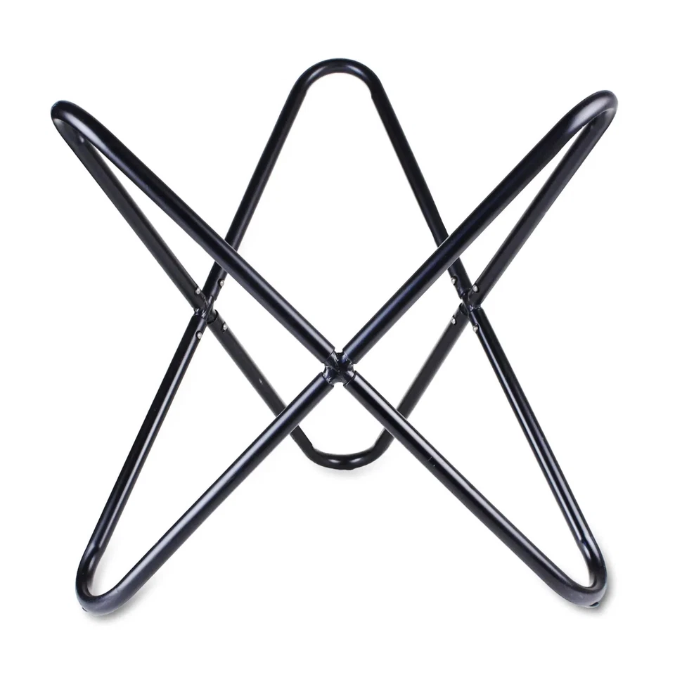 Handmade Black Leather Butterfly Chair Footstool Rest Butterfly Folding Stool - Image 4 of 4