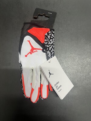 NIKE AIR JORDAN JET FOOTBALL GLOVES RECEIVER WHITE BLACK INFRA RED