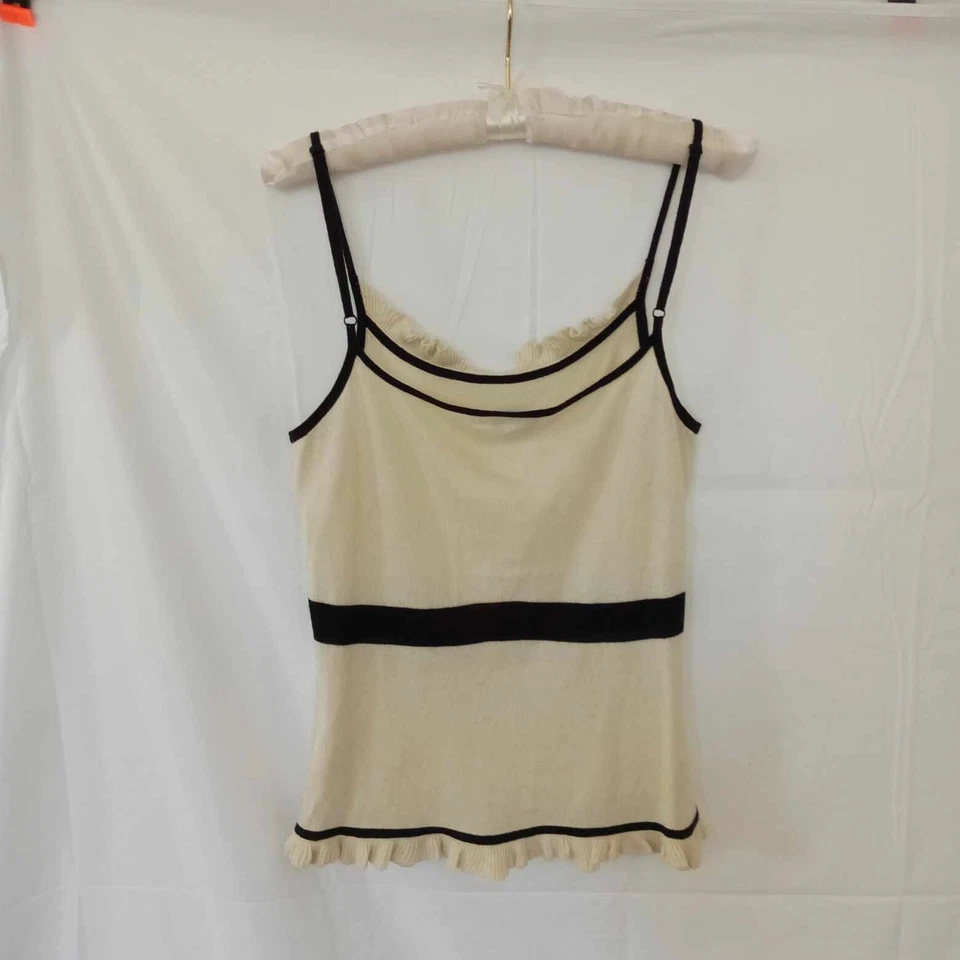 CE by Classiques Entier Cream Camisole w/Black Bow & Trim Silk & Cashmere M - Image 2 of 2