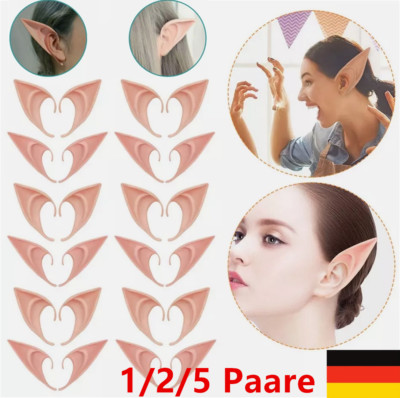 1-5 Paare  ELFEN OHREN HAUTFARBEN zum Aufstecken Spitzohren Elfenohren Elfe