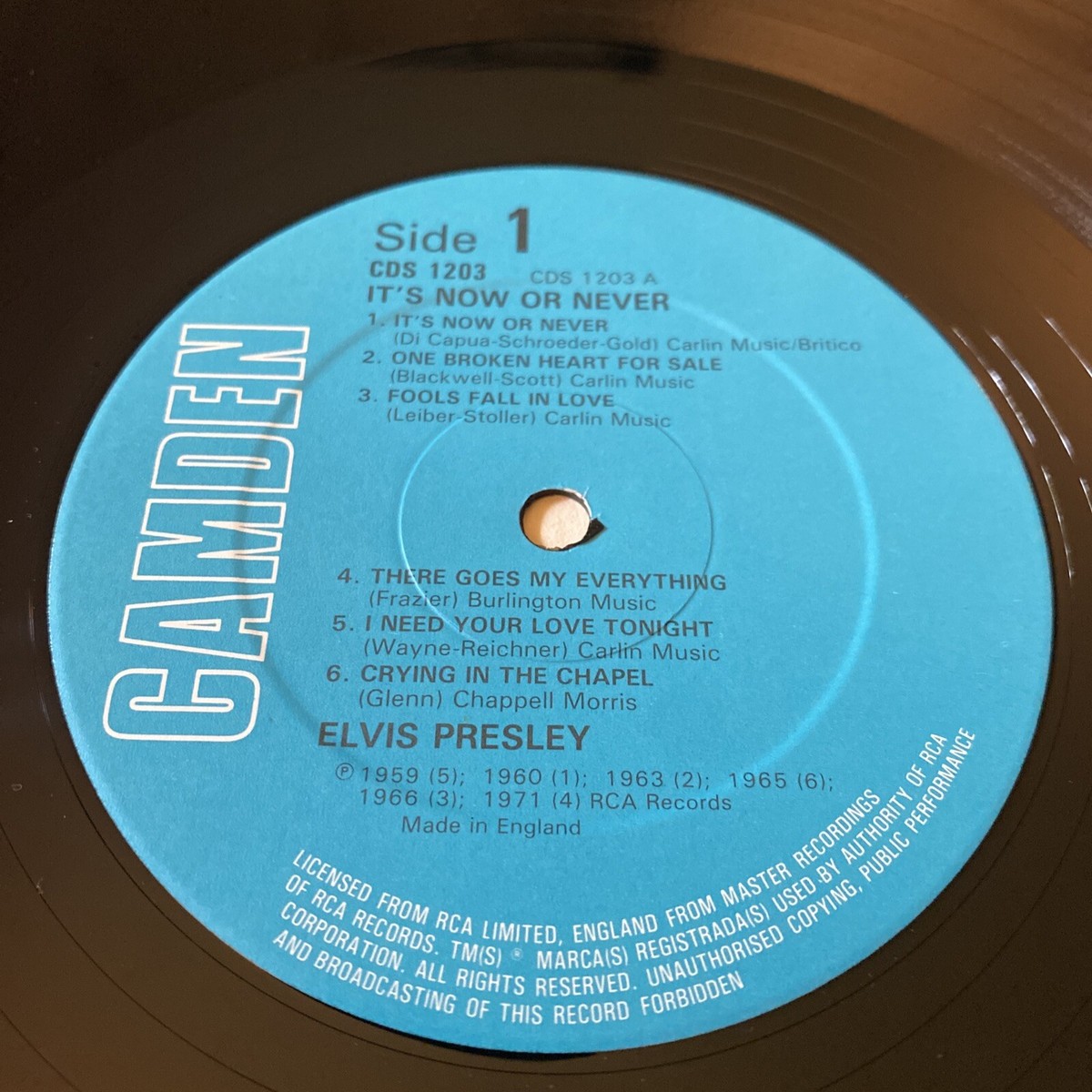 Elvis Presley It's Now or Never UK(英)盤LP Elvis Presley It's Now or Never CDS 1203 Camden UK 1981