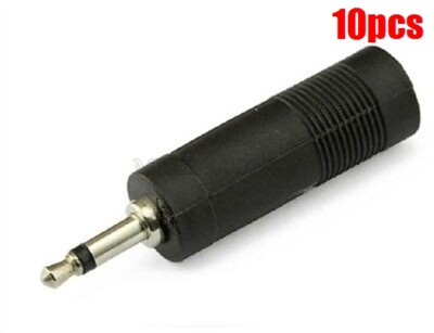 10Pcs Convertor Mono Adapter Connector 3.5MM Male Plug To 6.35MM Female Jack oi