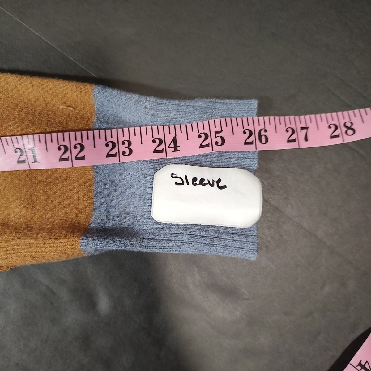 Lands End Canvas Brown Gray Striped Cotton Cashmere Cardigan Sweater