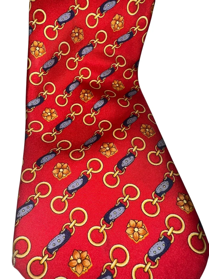 Corbata de seda para hombre Marco Polo Res azul dorado naranja anillos atados preppy universidad Foto 2 de 4