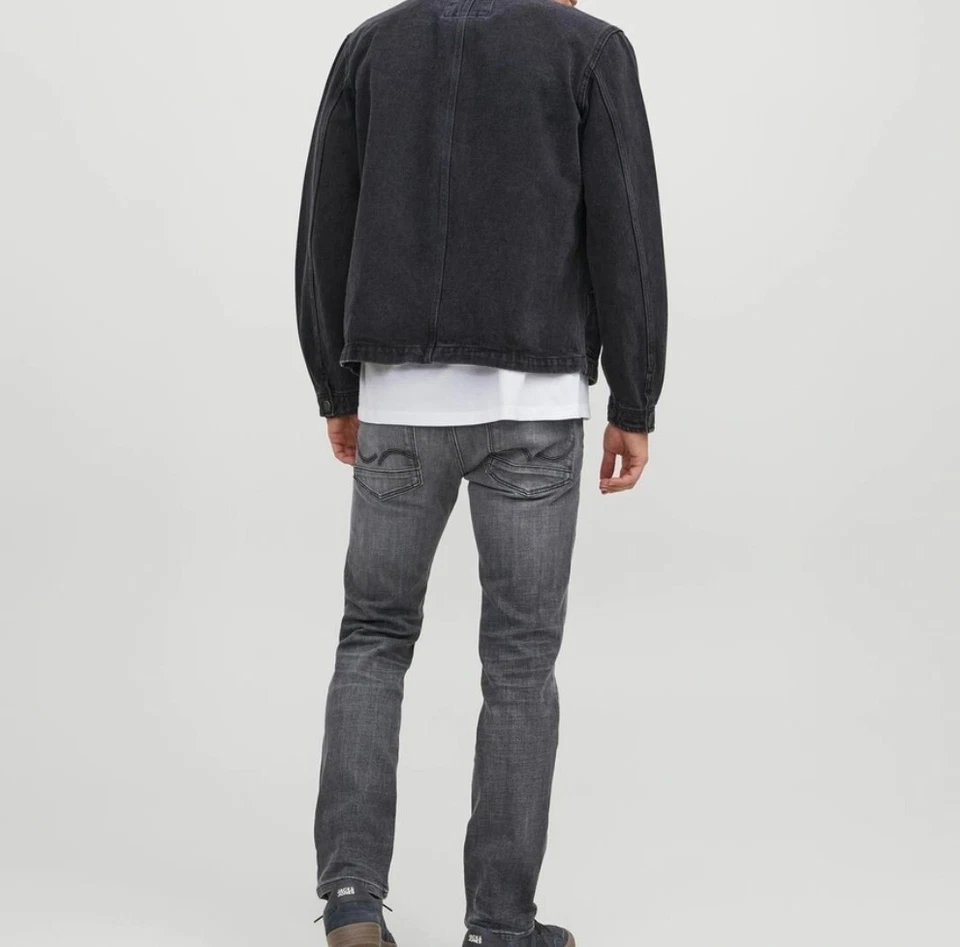 Pantalones de mezclilla para hombre JACK & JONES ajustados rectos grises Foto 3 de 4