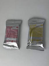 New Genuine Lexmark 100 Yellow, Magenta Ink Cartridges Sealed Bags