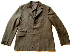 RRL Ralph Lauren Italy Grey Brown Wool Plaid 3 buttons Sport Coat Jacket-46L