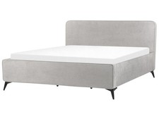 Fabric EU Super King Size Bed Light Grey VALOGNES
