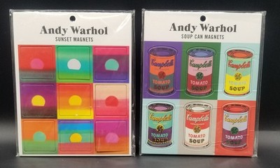 Set of 2 Andy Warhol Magnets Campbell Soup Cans & Sunset