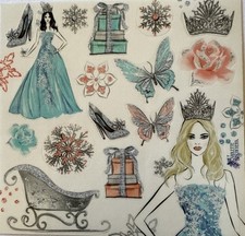 ENCHANTED CHRISTMAS Mylar Stickers 15pc Violette  Princess  Winter  Card Making  