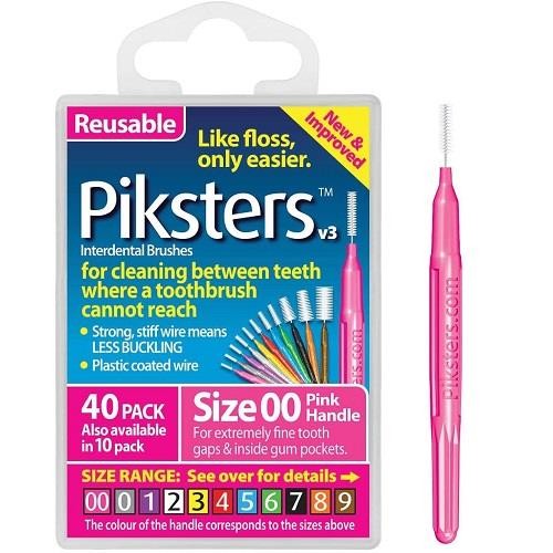 Piksters Interdental Brushes -  XX-Fine 0.60mm Size 00 Pink - 1 Pack of 40