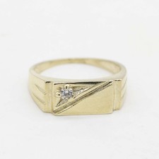 Kids Shiny Rectangle CZ Ring Real 10K Yellow Gold Size 3
