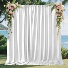 5x10ft White Backdrop Curtain 2 Panel Fabric Party Wedding Photo Decor Set