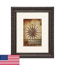 WYNCO 8x10 Vintage Dark Bronze Scrollwork Ornate Picture Frame, 5x7 Matted