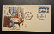 🎁 Enveloppe n° 306 FDC 1er jour TRAITÉ DES PYRÉNÉES 1959 BEHOBIE