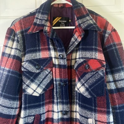 Vtg Sears Wool Plaid Jacket Mens M Red Blue Americana Workwear Lumberjack USA