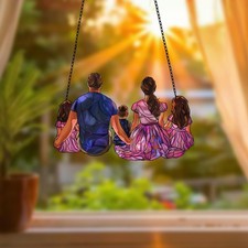 Personalized Family Portrait Acrylic Window Hanging: Mom Gift Ornament