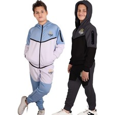Kids Boys Tracksuit Kings Embroidered Hoodie Bottom Jogging Suit Sportswear