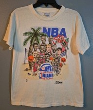 VTG NBA All Star Weekend Miami 1990 T-Shirt Size M-Salem Caricature- READ 