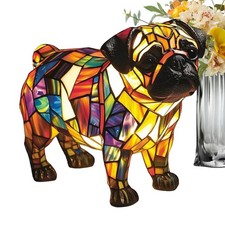 Resin Table Lamp Stained PUG DOG Night Light Retro Desk Lamps Sculpture
