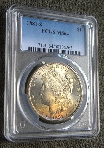 1881 S MORGAN SILVER DOLLAR ~ PCGS MS64 ~ AWESOME NATURAL FRONT TONE BACK BRIGHT