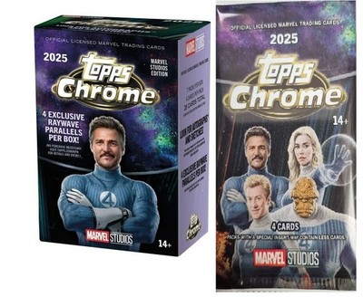 Topps Chrome Marvel Sammelkarten Booster Pack 2025 Cinema Superhelden Fantastic