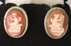 Vtg Earrings MARKED 800 SILVER Screwback Carved Shell Cameo lot y