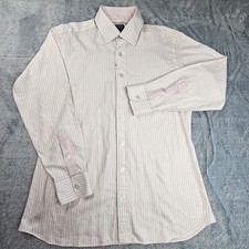 Gulfshore Clothier Dress Shirt Mens Large Pink Stripe Loro Piana Made In USA