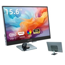 Portable Monitor,15.6 Inch Slim HD 1920 1080P Metal Bezel, 100 sRGB, USB C E...