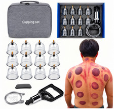 12PCS Cupping Therapy Set Massage Cups Vacuum Suction Kit Manual Pump Case