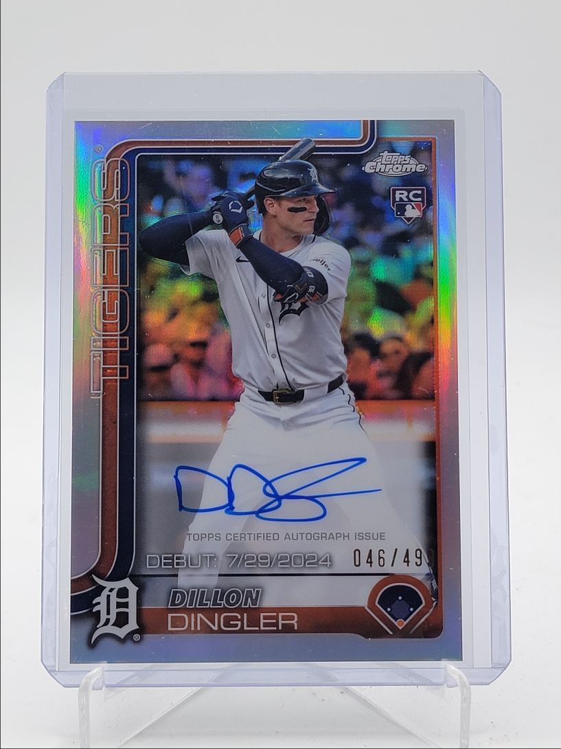 DILLON DINGLER 2025 TOPPS CHROME ROOKIE DEBUT REFRACTOR A RC AUTO /499 Q3967