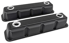 Jegs Black Finned Aluminum Valve Covers For 1992-2003 Mopar Magnum 5.2l 318