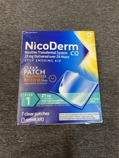 NEW NicoDerm CQ Nicotine Patch  Step 1 21mg 7 CT EXP 12/2027 Ships Free