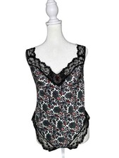 Vintage Lily of France Lace Trim Embroidery Paisley Bodysuit size L. Lingerie