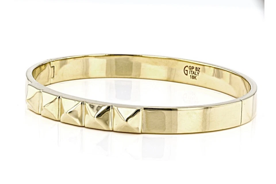 Brazalete Moda Al Massimo Oro Amarillo 18k Sobre Pirámide de Bronce Ovalado Bisagras Foto 2 de 3