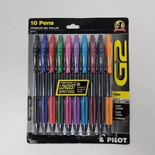 Pilot G2 Premium Gel Roller Ball Pens Fine Point 0.7mm Assorted Colors, 10 Pack