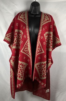 Sasso + Smyth Anthropologie Women s OS Open Front Poncho Aztec Design Flowy