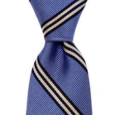 BROOKS BROTHERS Fleece Boys Youth 100% Silk Necktie Designer STRIPED Blue EUC