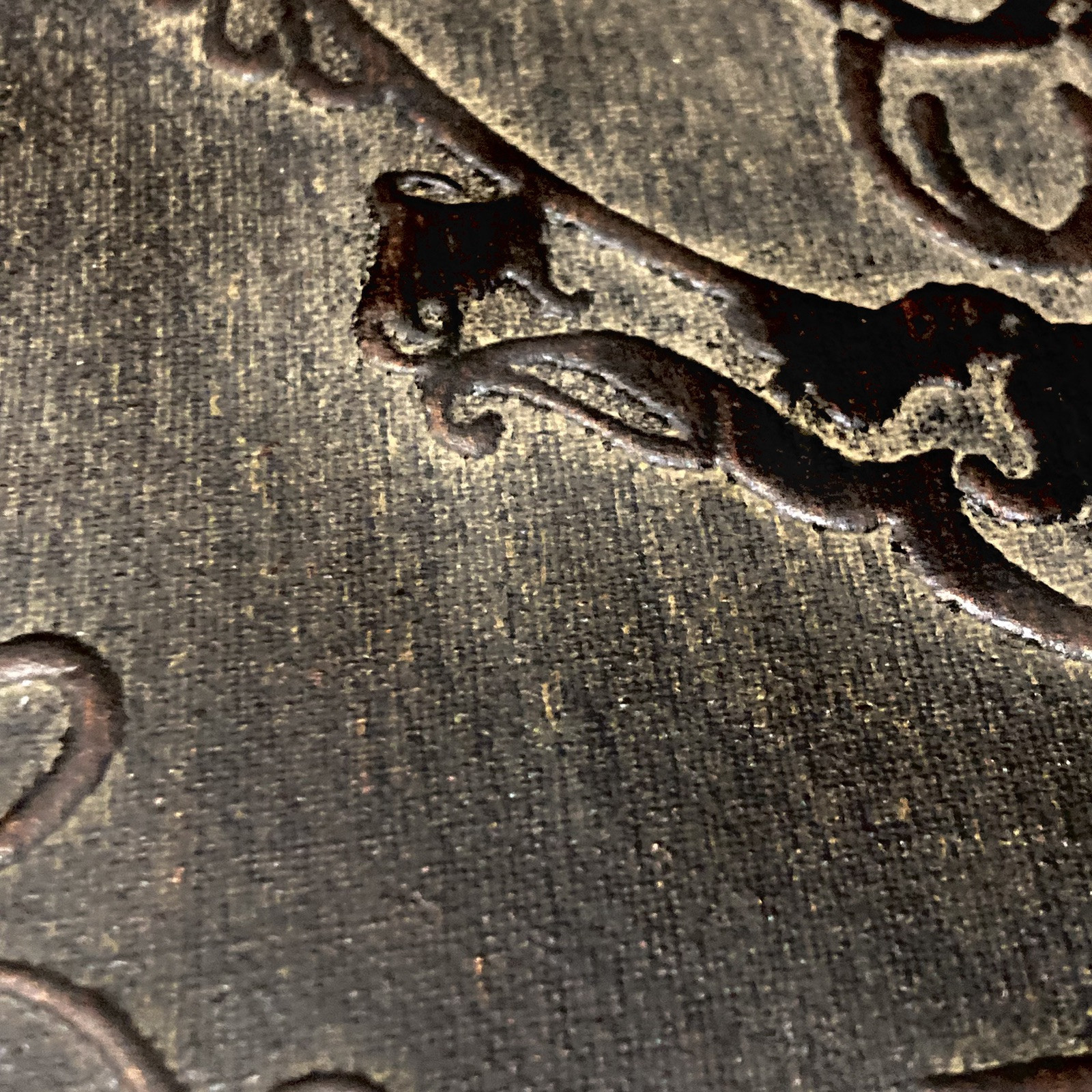 Vintage Decorative Jewelry Storage Wooden Book Box Antique Brown Scroll 8.5"x12"