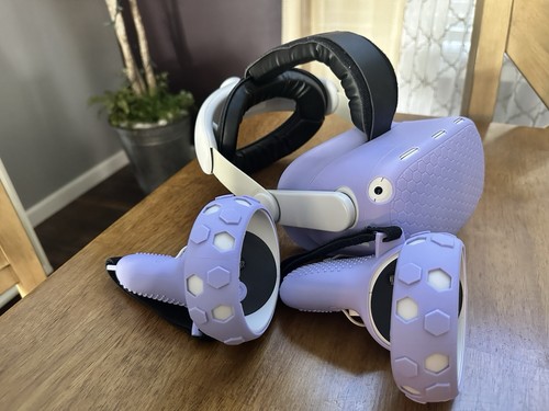 Standalone VR Headset with Purple Accessories