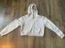 GIRLS NORTH FACE GRAY CROPPED HOODIE SWEATSHIRT SZ. L 12