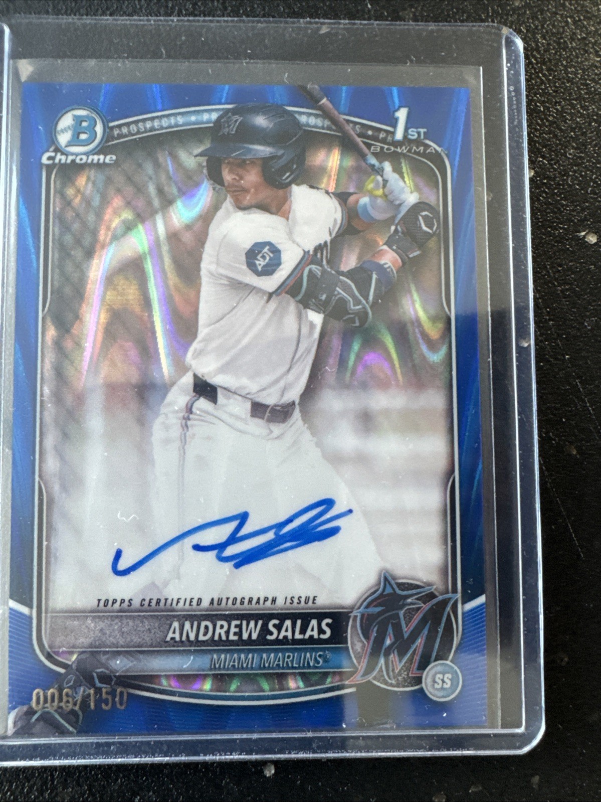 2025 Bowman Chrome Andrew Salas 1st Bowman Blue RayWave Refractor Auto SP 6/150