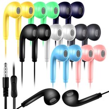 50 Pack Bulk Earbud Headphones with Mic Student in Ear Earbuds Classroom Wire...