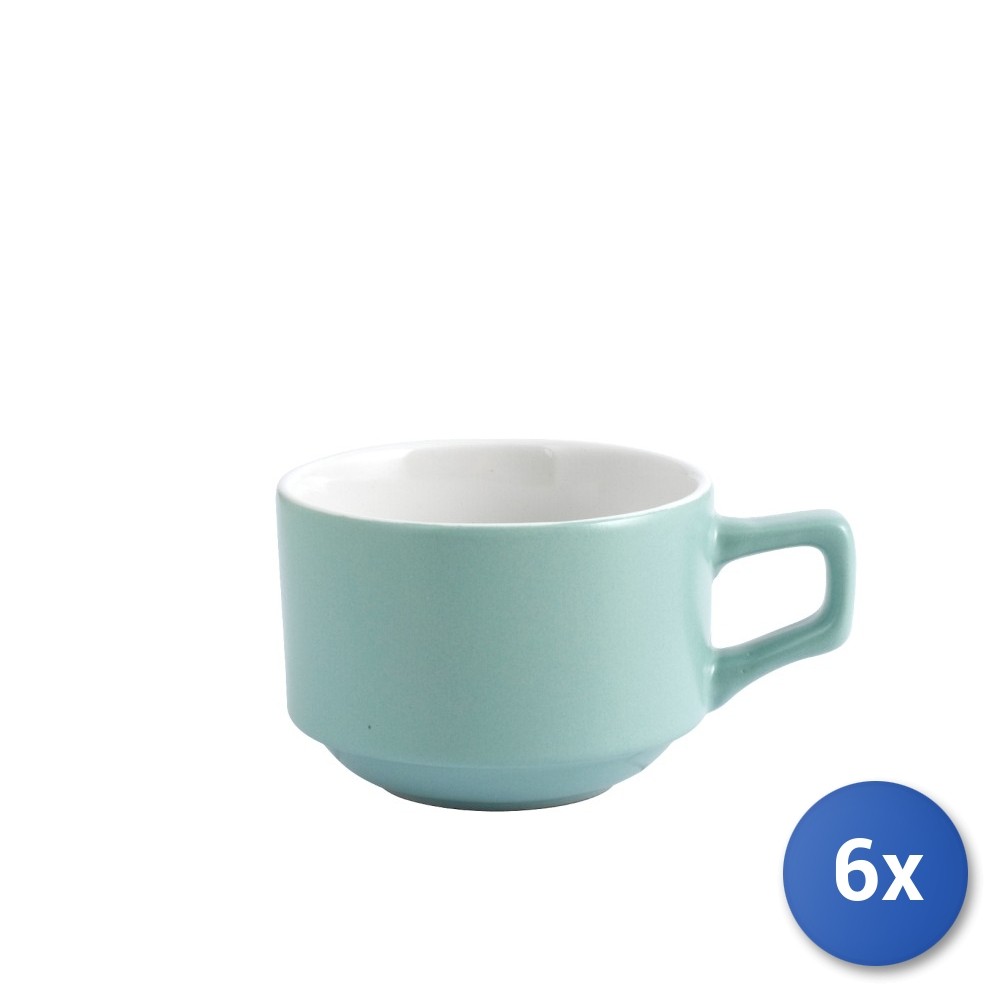 6 Tea Cups H&H Stoneware Blue Color Ml190
