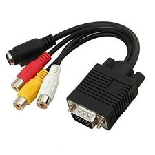 VGA to RCA Cable  2 Pack  VGA Male to S-Video 3 RCA Jack Female Composite AV TV
