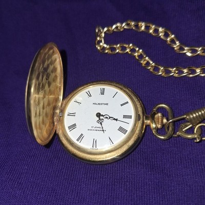 Majestime Pocket Watch 17 Jewels Shockabsorber With Chain Award