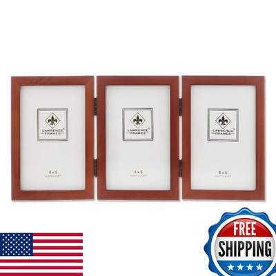 Lawrence Frames Hinged Triple Walnut Wood Picture Frame, Gallery Collection, 4 b