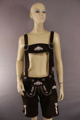 DAMEN LEDERHOSE DEUTSCHES BAYERISCHES OKTOBERFEST BESTICKT DUNKELBRAUN VELOURSLEDER